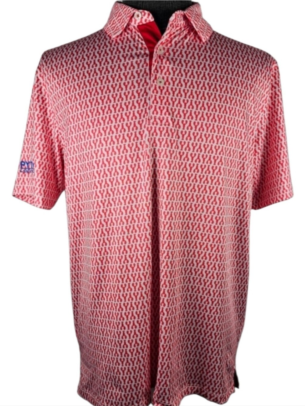 Maelreg Lobster Print Men's Poly Blend Golf Polo Casual Sport Size M